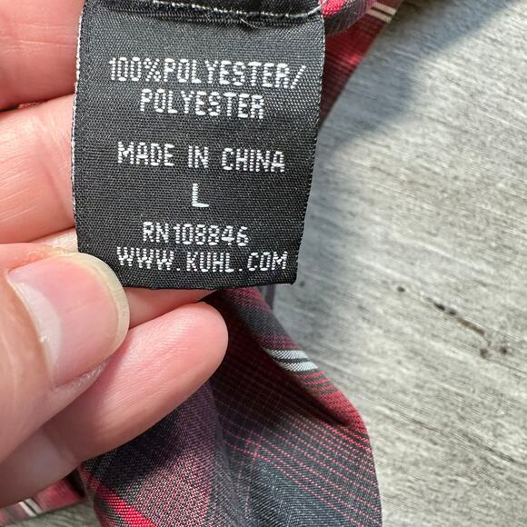 Kuhl Response Eluxur Long Sleeve Button Down Plaid Shirt Red Black Large - Picture 8 of 13